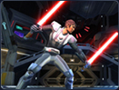 The Jedi is overcome by the strength and power of a dual Lightsaber wielding Sith Warrior.