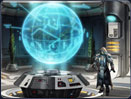 Jedi-Raumschiff Diese Konzeptgrafik des Hauptraums auf dem Jedi-Raumschiff zeigt den zentralen Holoprojektor ...