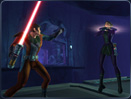 A Sith uses the powerful dark side Force Choke ability to weaken his enemy.