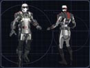 La plupart des armes de l'agent impérial sont astucieusement dissimulées dans son armure.