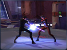 Duel au sabre laser sur une plateforme Un Jedi et un Sith se battent en duel sur une plateforme d'atterrissage sur Korriban.